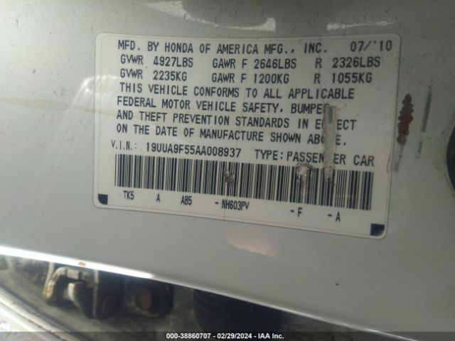 Photo 8 VIN: 19UUA9F55AA008937 - ACURA TL 