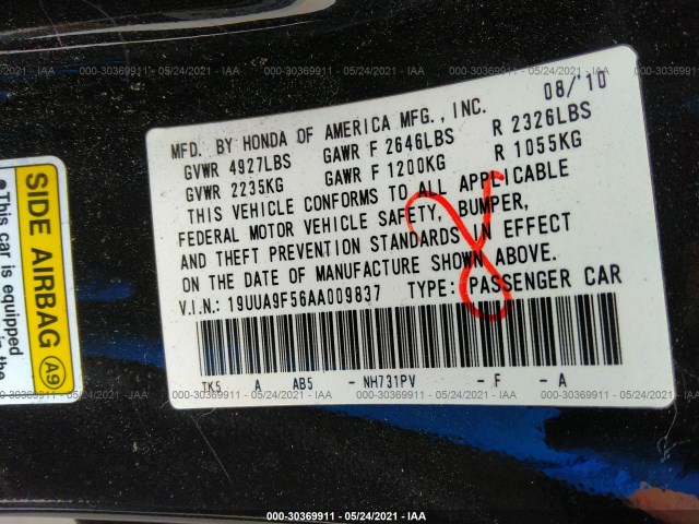 Photo 8 VIN: 19UUA9F56AA009837 - ACURA TL 