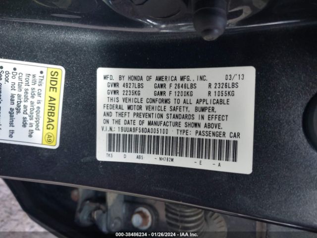 Photo 8 VIN: 19UUA9F56DA005100 - ACURA TL 