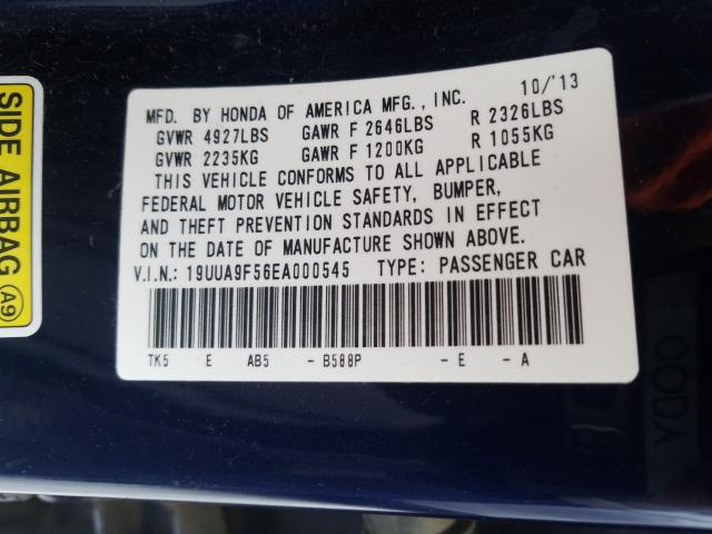 Photo 9 VIN: 19UUA9F56EA000545 - ACURA TL TECH 