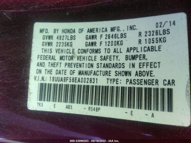 Photo 8 VIN: 19UUA9F56EA002831 - ACURA TL 