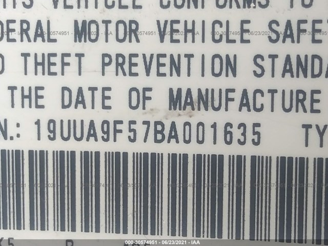 Photo 8 VIN: 19UUA9F57BA001635 - ACURA TL 