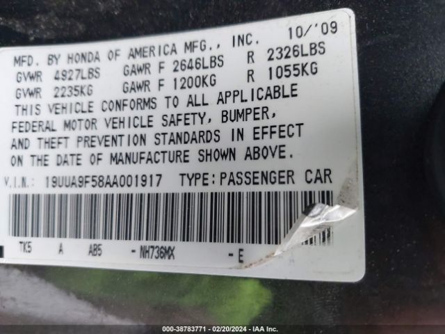 Photo 8 VIN: 19UUA9F58AA001917 - ACURA TL 