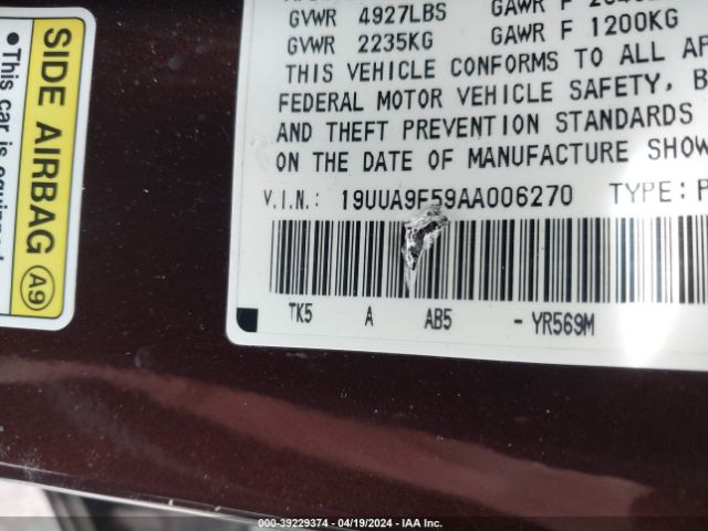 Photo 8 VIN: 19UUA9F59AA006270 - ACURA TL 