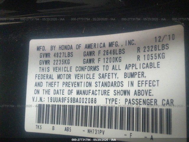 Photo 8 VIN: 19UUA9F59BA002088 - ACURA TL 