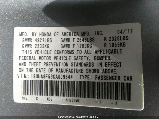 Photo 8 VIN: 19UUA9F59CA009544 - ACURA TL 