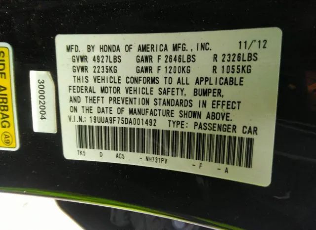 Photo 8 VIN: 19UUA9F75DA001492 - ACURA TL 