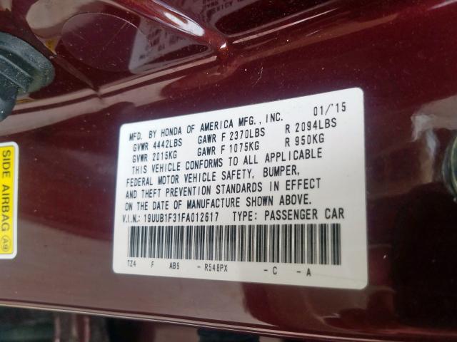 Photo 9 VIN: 19UUB1F31FA012617 - ACURA TLX 