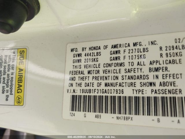 Photo 8 VIN: 19UUB1F31GA007936 - ACURA TLX 