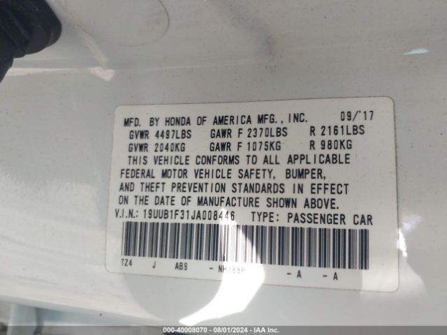 Photo 8 VIN: 19UUB1F31JA008446 - ACURA TLX 