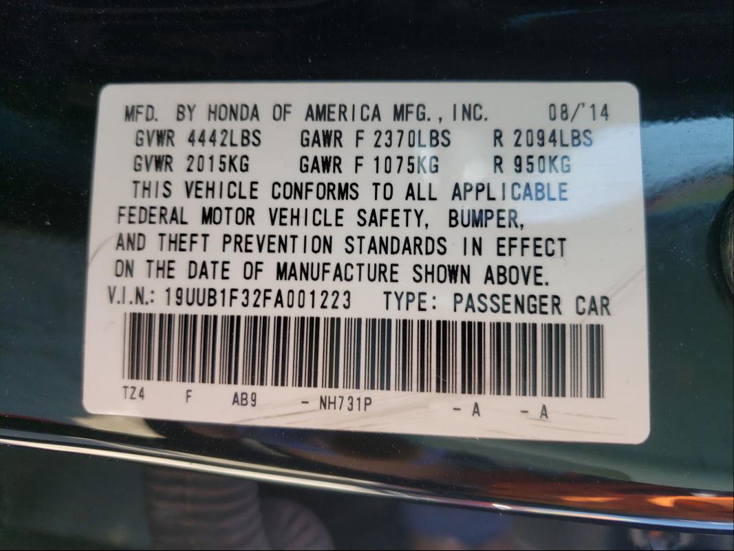 Photo 9 VIN: 19UUB1F32FA001223 - ACURA TLX 