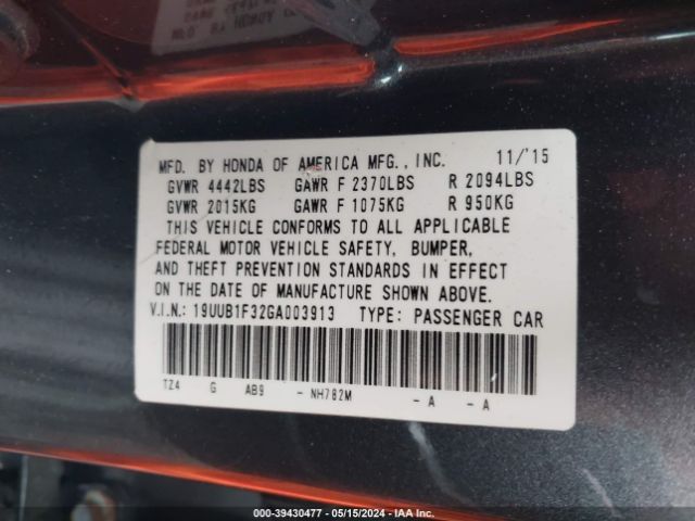 Photo 8 VIN: 19UUB1F32GA003913 - ACURA TLX 