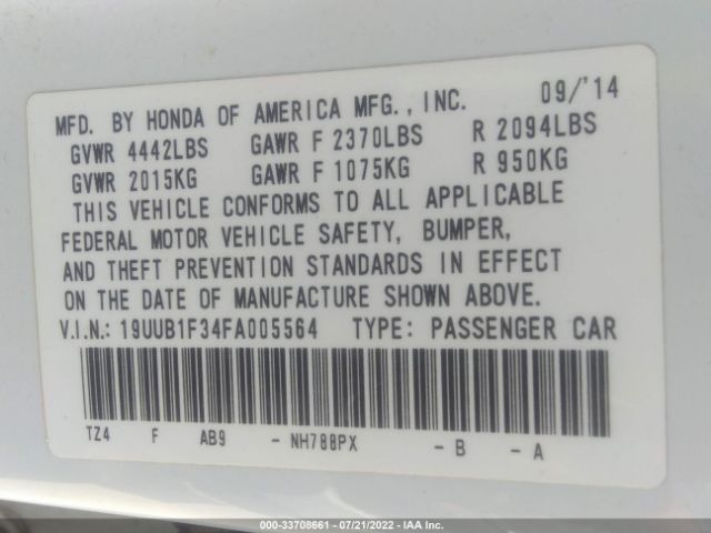 Photo 8 VIN: 19UUB1F34FA005564 - ACURA TLX 