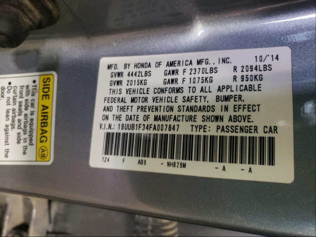 Photo 9 VIN: 19UUB1F34FA007847 - ACURA TLX 