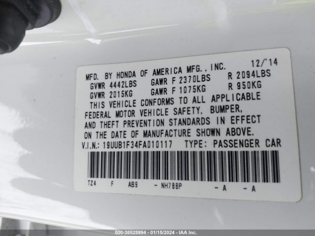 Photo 8 VIN: 19UUB1F34FA010117 - ACURA TLX 