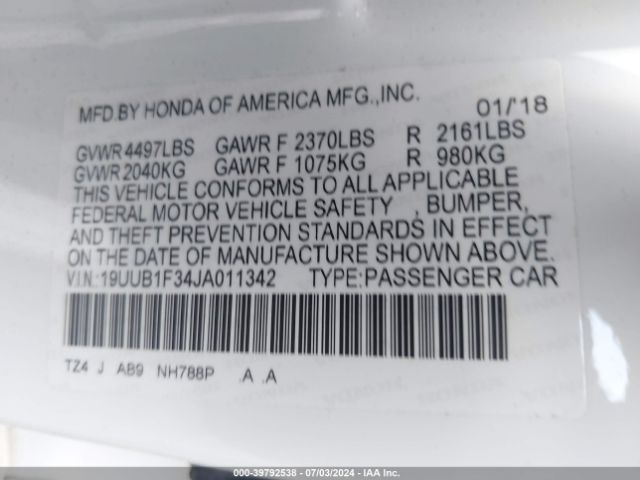 Photo 8 VIN: 19UUB1F34JA011342 - ACURA TLX 