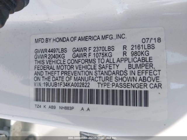 Photo 8 VIN: 19UUB1F34KA002822 - ACURA TLX 