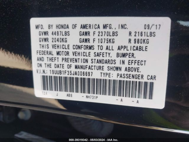 Photo 8 VIN: 19UUB1F35JA006697 - ACURA TLX 