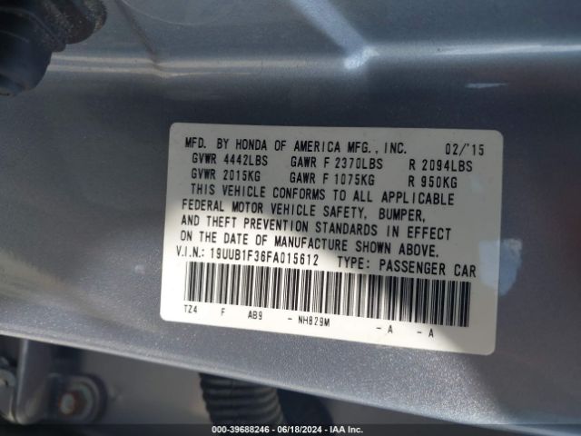 Photo 8 VIN: 19UUB1F36FA015612 - ACURA TLX 