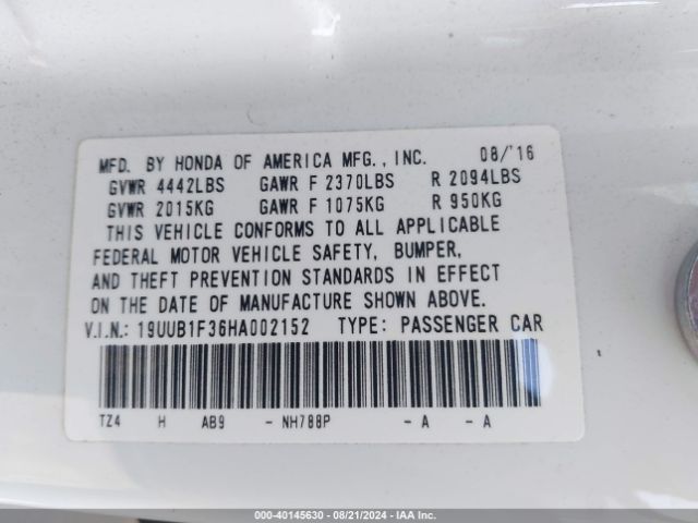 Photo 8 VIN: 19UUB1F36HA002152 - ACURA TLX 