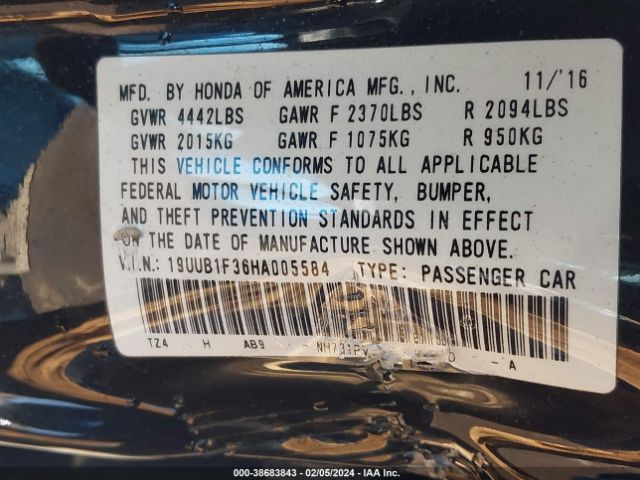 Photo 8 VIN: 19UUB1F36HA005584 - ACURA TLX 