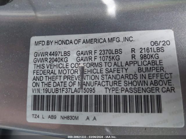 Photo 8 VIN: 19UUB1F37LA015095 - ACURA TLX 