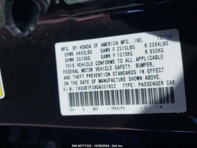 Photo 8 VIN: 19UUB1F38GA001602 - ACURA TLX 