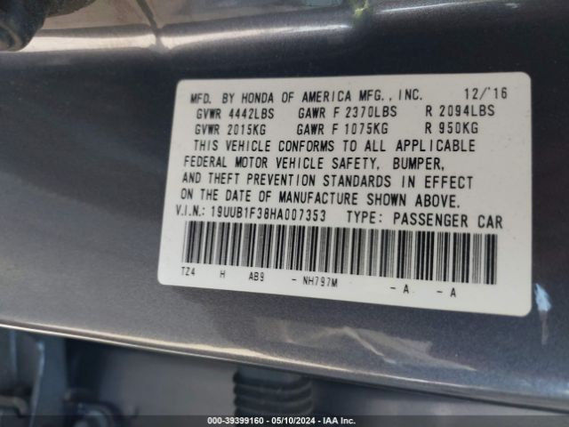 Photo 8 VIN: 19UUB1F38HA007353 - ACURA TLX 