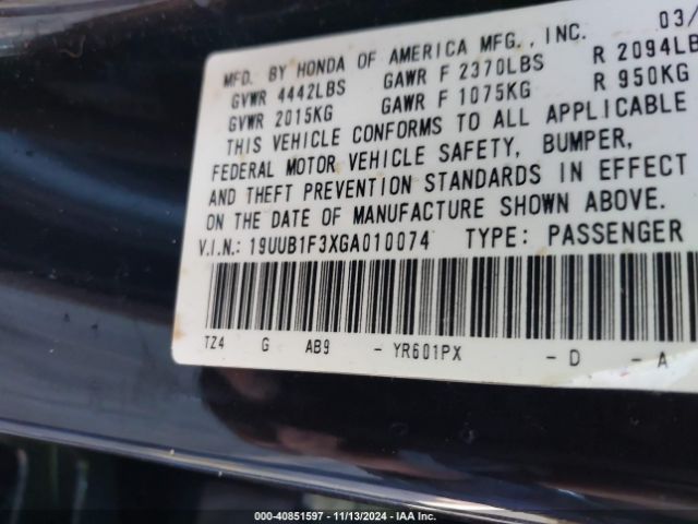 Photo 8 VIN: 19UUB1F3XGA010074 - ACURA TLX 