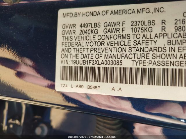 Photo 8 VIN: 19UUB1F3XLA003085 - ACURA TLX 