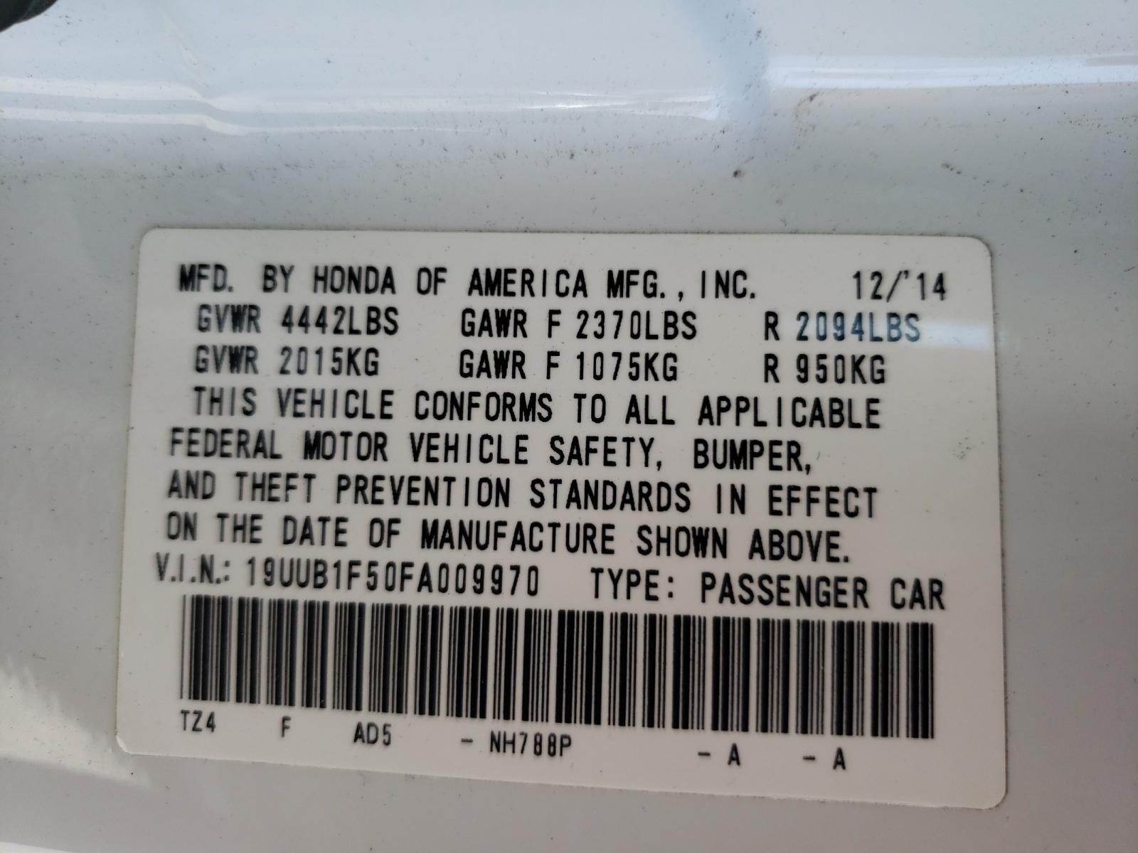 Photo 9 VIN: 19UUB1F50FA009970 - ACURA TLX TECH 