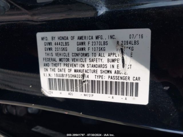 Photo 8 VIN: 19UUB1F50HA000284 - ACURA TLX 