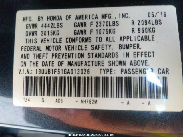 Photo 8 VIN: 19UUB1F51GA013026 - ACURA TLX 