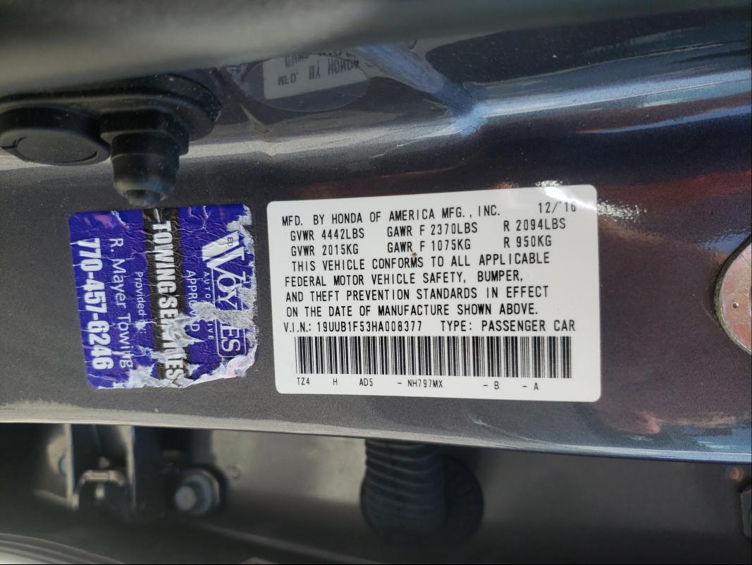 Photo 9 VIN: 19UUB1F53HA008377 - ACURA TLX TECH 