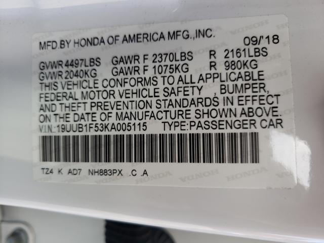 Photo 9 VIN: 19UUB1F53KA005115 - ACURA TLX TECHNO 