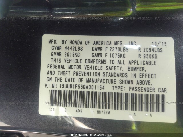 Photo 8 VIN: 19UUB1F55GA001154 - ACURA TLX 