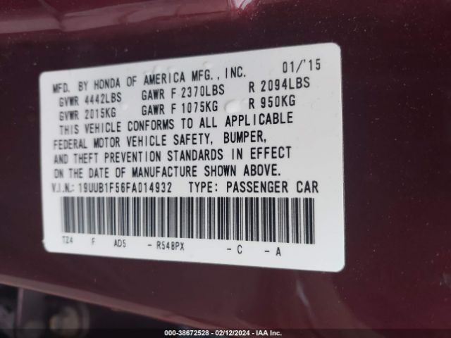 Photo 8 VIN: 19UUB1F56FA014932 - ACURA TLX 