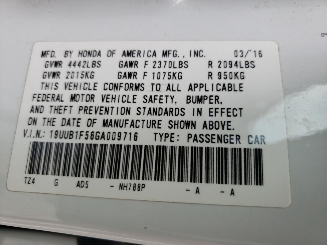 Photo 9 VIN: 19UUB1F56GA009716 - ACURA TLX TECH 