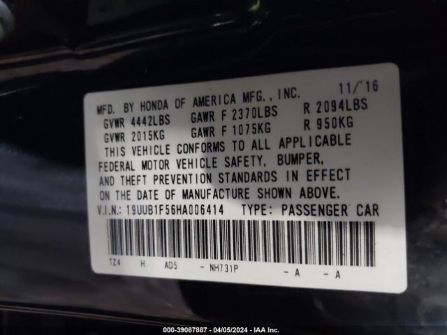 Photo 8 VIN: 19UUB1F56HA006414 - ACURA TLX 