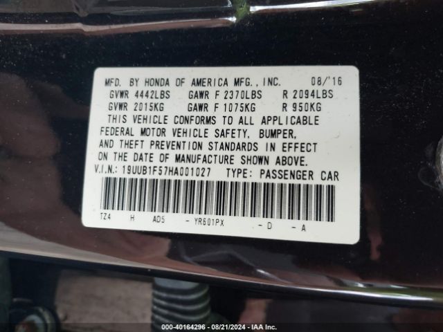 Photo 8 VIN: 19UUB1F57HA001027 - ACURA TLX 