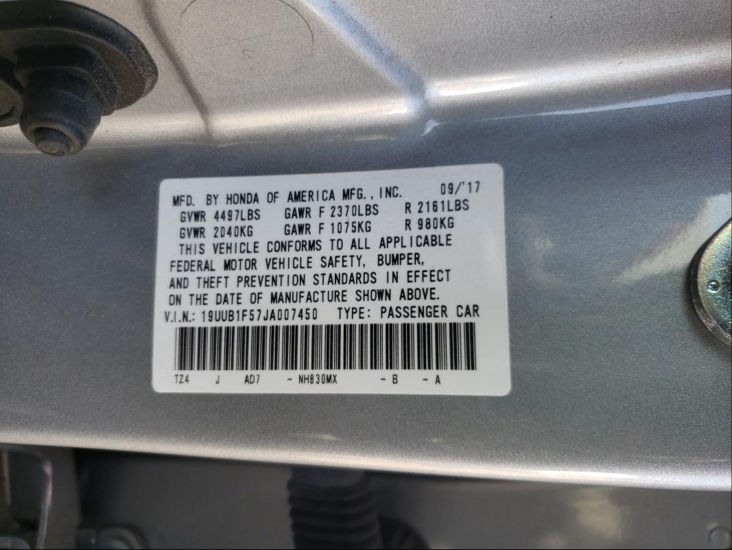 Photo 9 VIN: 19UUB1F57JA007450 - ACURA TLX TECH 