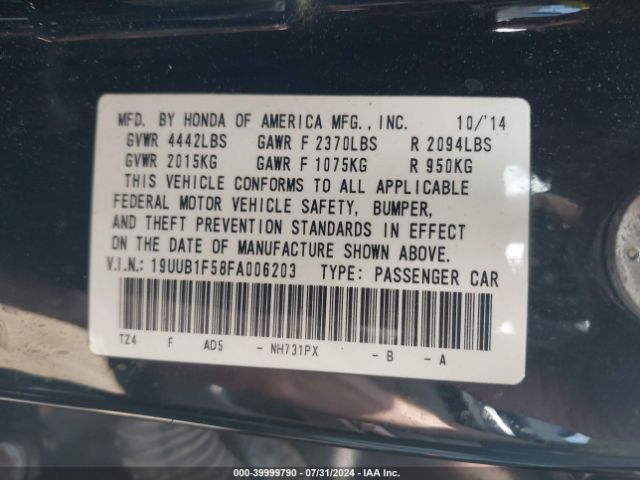 Photo 8 VIN: 19UUB1F58FA006203 - ACURA TLX 