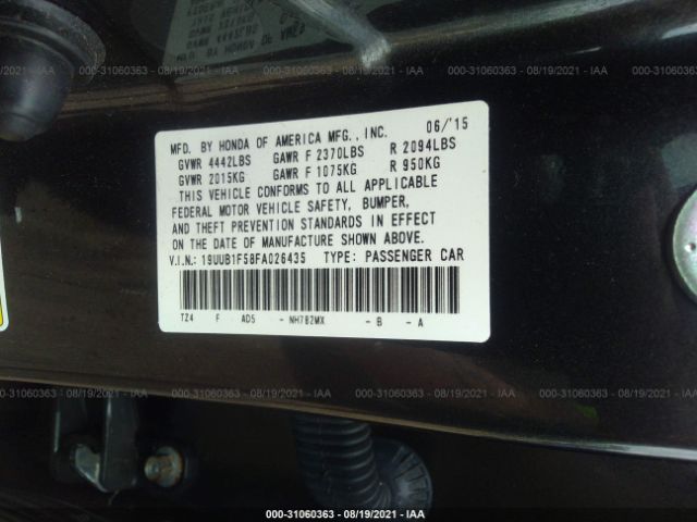 Photo 8 VIN: 19UUB1F58FA026435 - ACURA TLX 