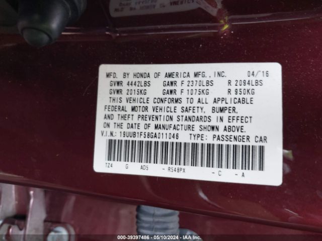 Photo 8 VIN: 19UUB1F58GA011046 - ACURA TLX 