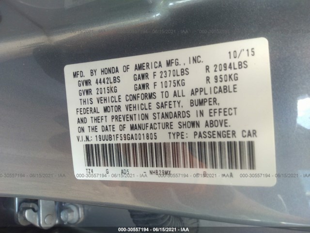 Photo 8 VIN: 19UUB1F59GA001805 - ACURA TLX 