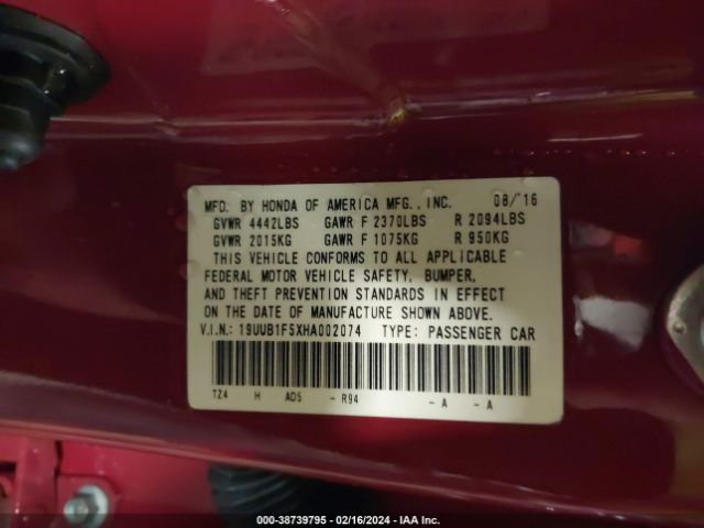 Photo 8 VIN: 19UUB1F5XHA002074 - ACURA TLX 