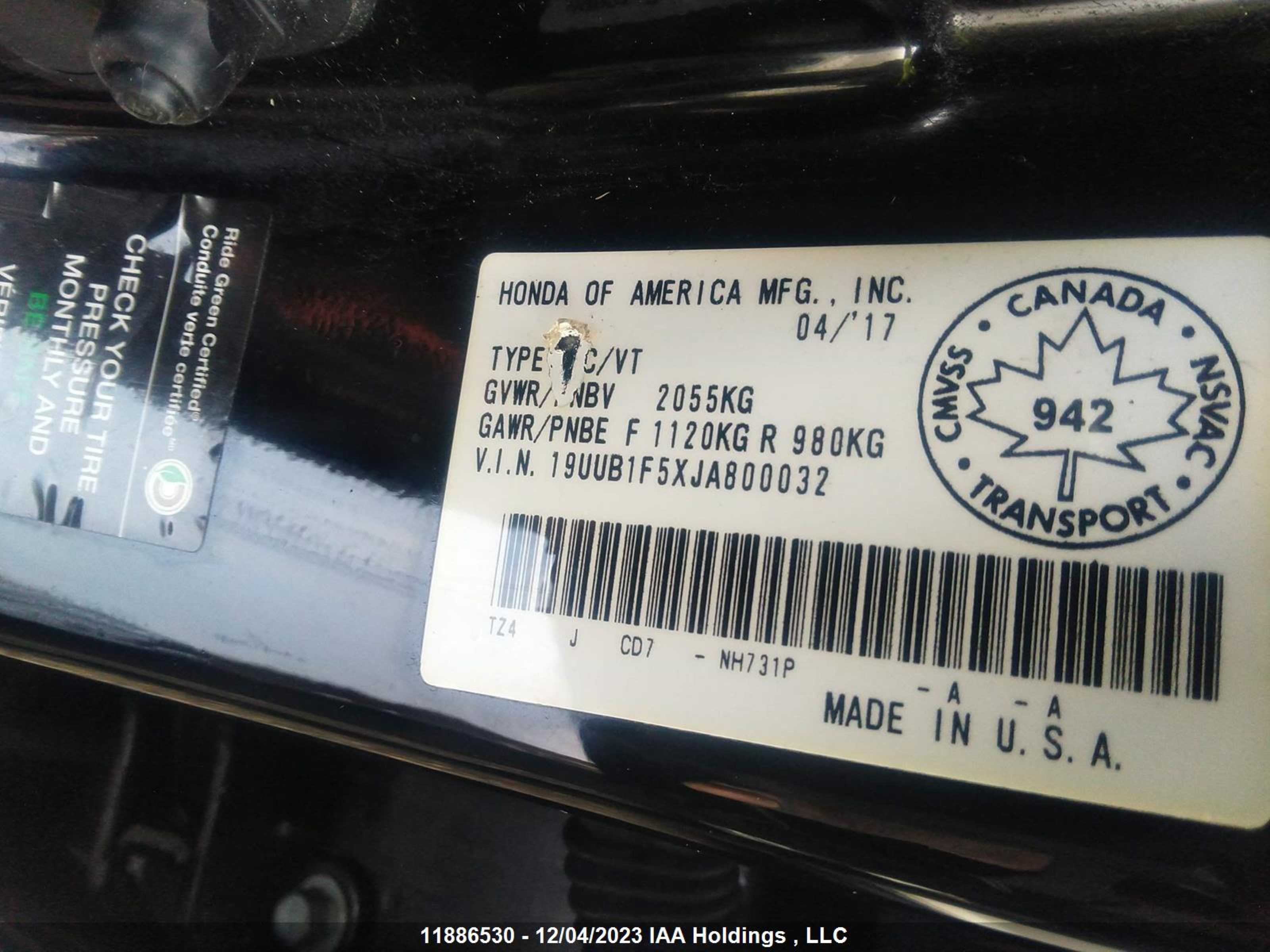 Photo 8 VIN: 19UUB1F5XJA800032 - ACURA TLX 