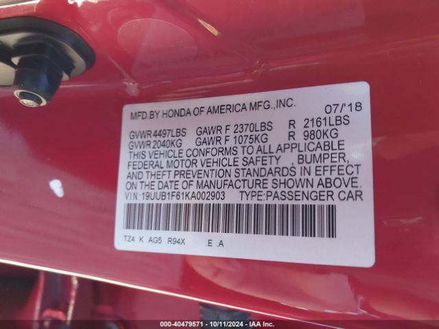 Photo 8 VIN: 19UUB1F61KA002903 - ACURA TLX 