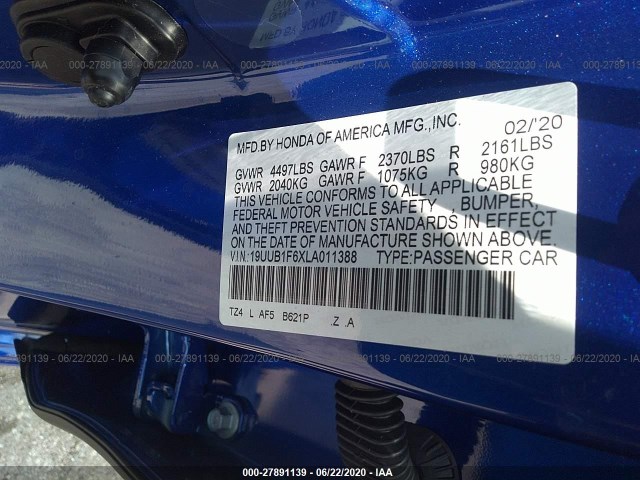 Photo 8 VIN: 19UUB1F6XLA011388 - ACURA TLX 