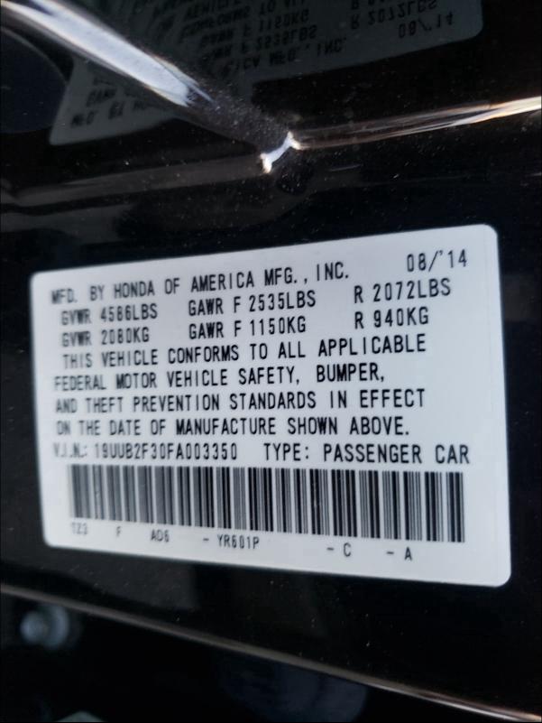 Photo 9 VIN: 19UUB2F30FA003350 - ACURA TLX 